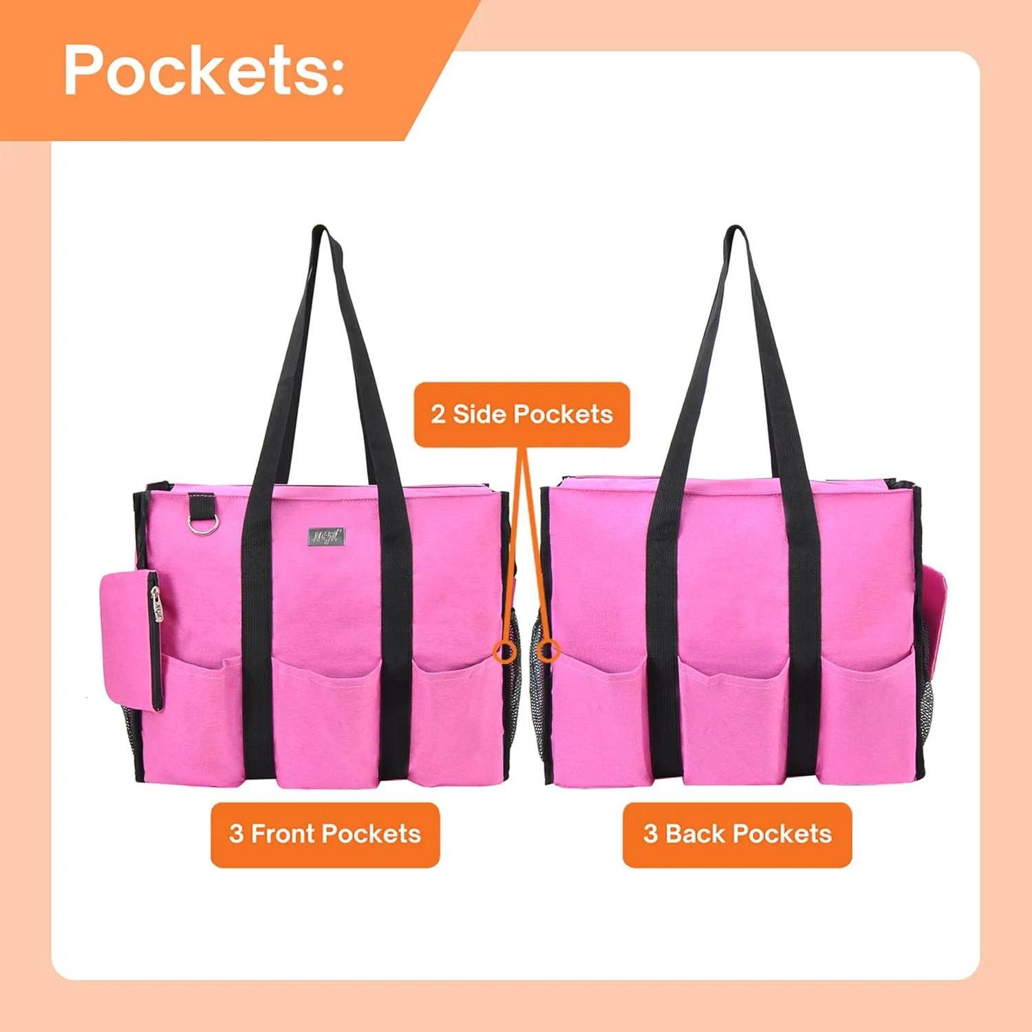 NGIL Utility Canvas Multi Pocket Tote Bag with Coin Purse, Work Bags for Women with Multiple Pockets Exterior & Interior