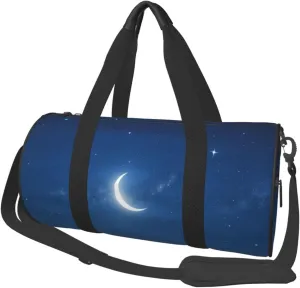 Night Skya Print Round Large Capacity Travel Luggage Bags,Men's and Women's Hand-Held Travel Clothing Bags