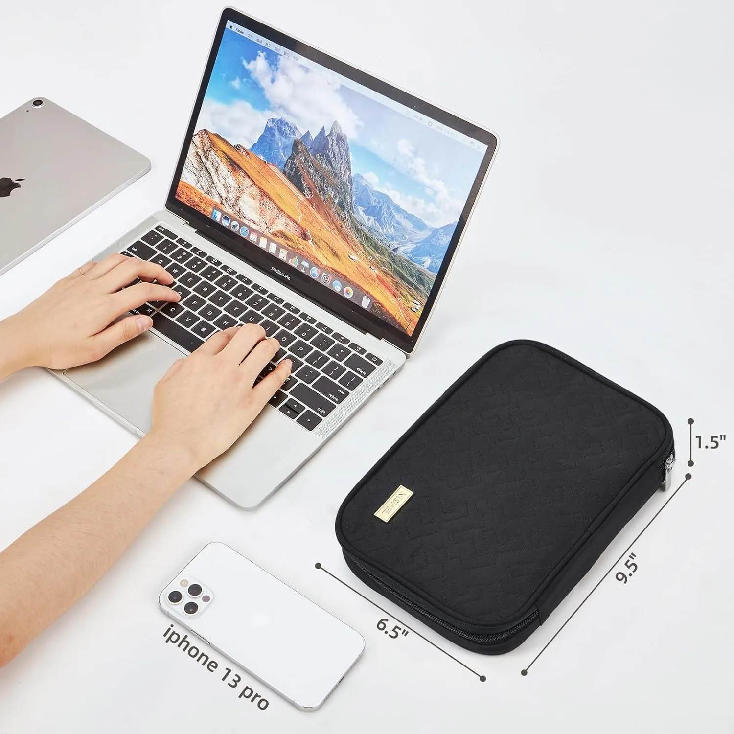 NISHEL Travel Cord Organizer Case, Tech Electronic Bag, Essentials for Charger, Cable, Phone, Hard Drive, USB, SD Card, Black