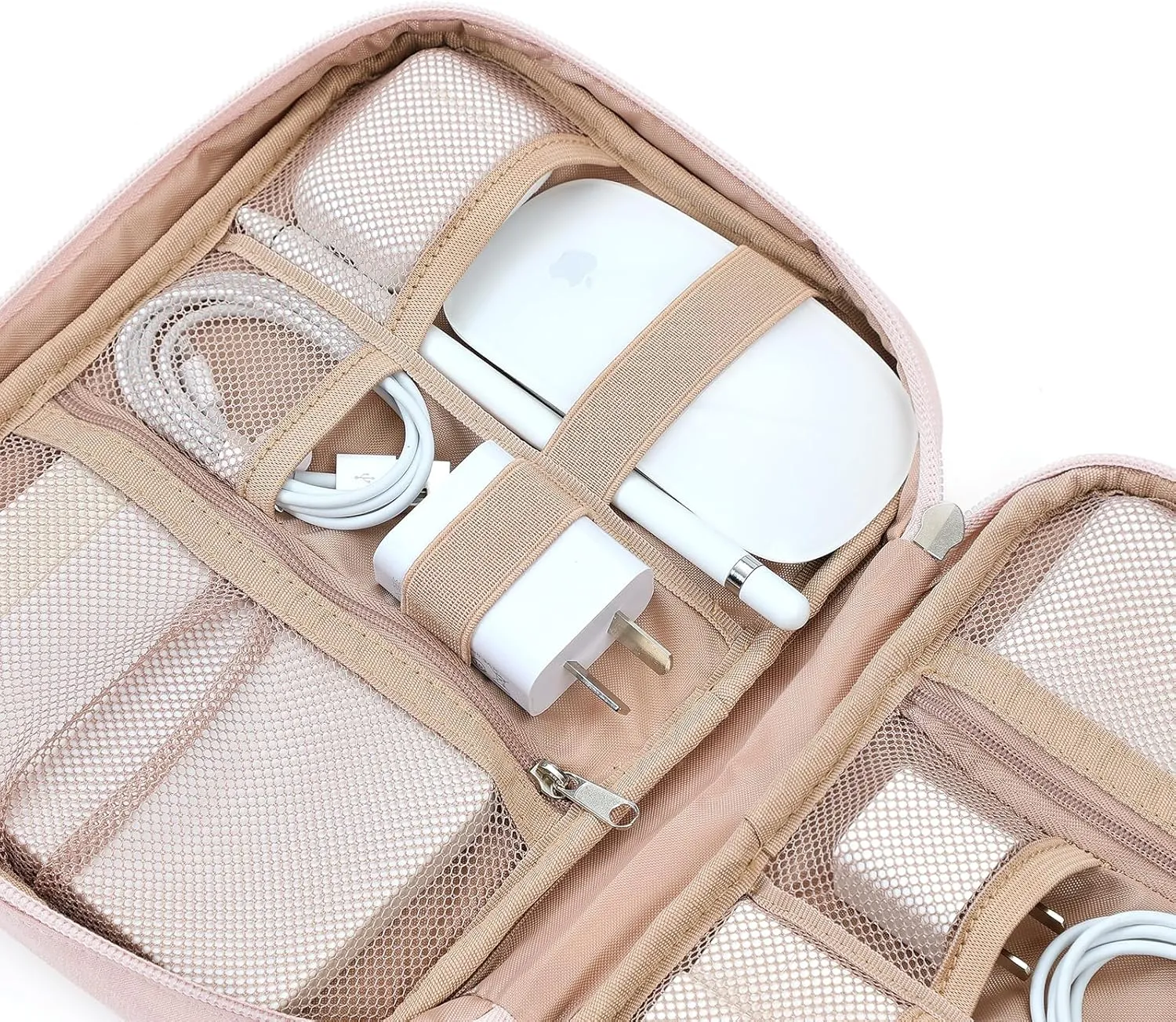 NISHEL Travel Cord Organizer Case, Tech Electronic Bag, Essentials for Charger, Cable, Phone, Hard Drive, USB, SD Card, Pink