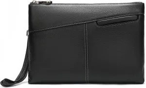 NIUCUNZH Genuine Leather Mens Clutch Bag Man Purse Handbag 12 inches Large Hand Bag Big Clutch Wallet