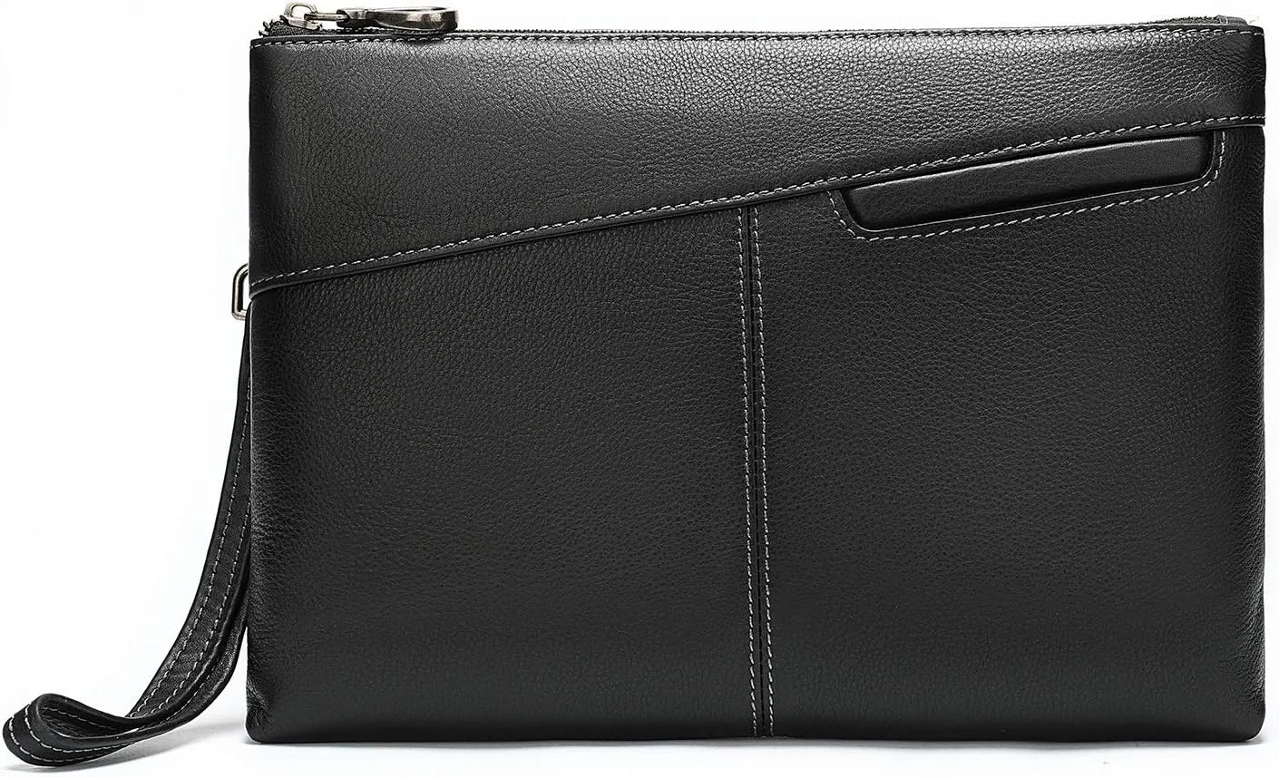 NIUCUNZH Genuine Leather Mens Clutch Bag Man Purse Handbag 12 inches Large Hand Bag Big Clutch Wallet
