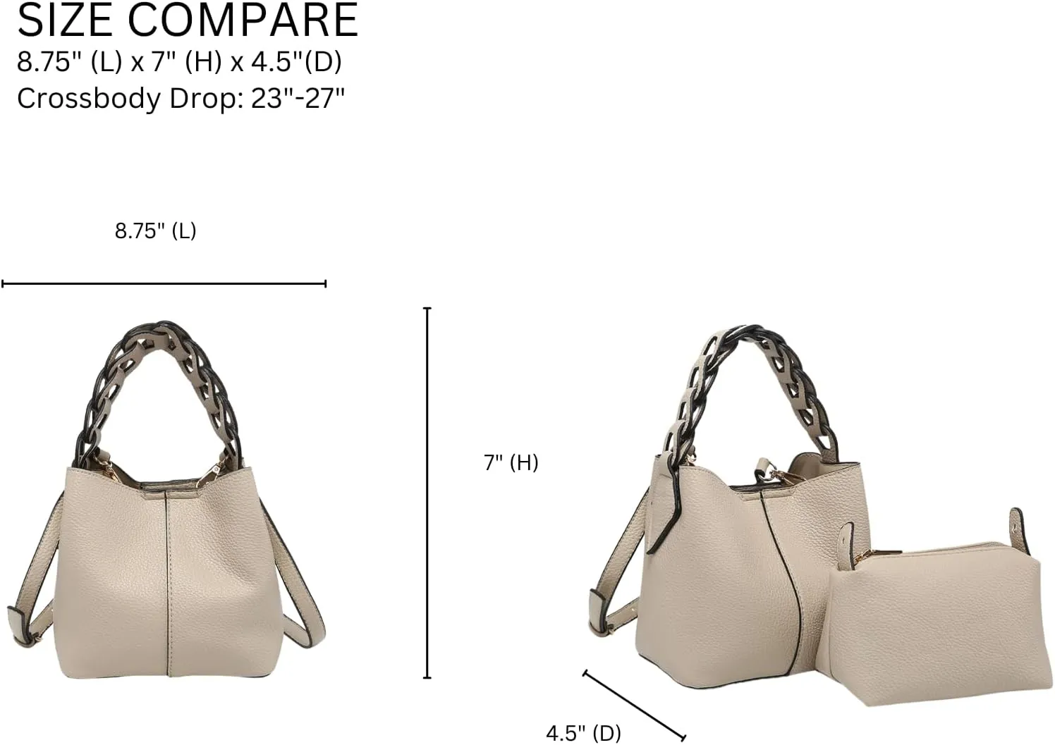 Nora Bucket Bags for Women Trendy Vegan Leather Top Handle Satchel Handbags Hobo Crossbody Purses