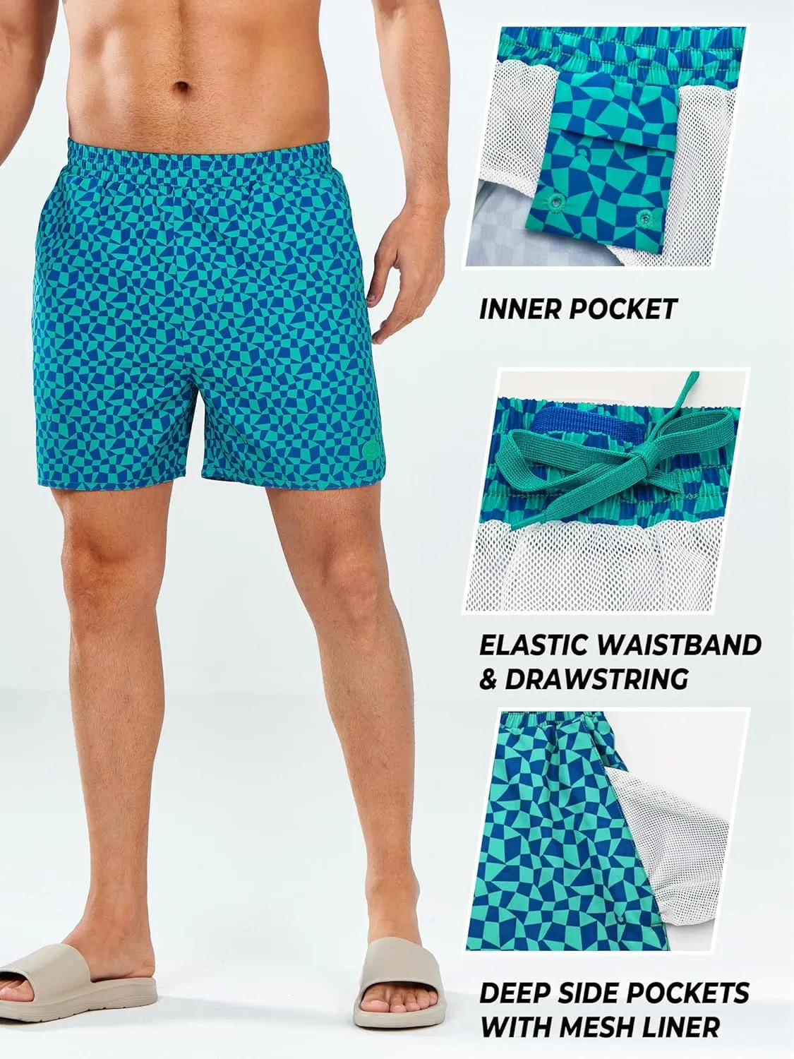 NORTHYARD Men's Swim Trunks 5" Quick Dry Swim Shorts with Mesh Liner Packable for Swimwear Surfing Beach Travel