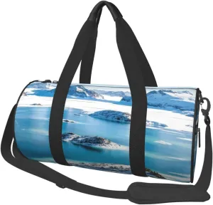 Norway Islands Print Round Large Capacity Travel Luggage Bags,Men's and Women's Hand-Held Travel Clothing Bags