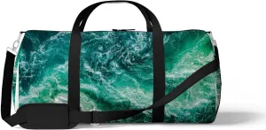 Norway Sea Waves Water Whripools Sports Duffel Bag Travel Gym Tote Bags Lightweight Durable Shoulder Strap Waterproof Polyester Outside Mesh Pocket Overnight Trip Duffel Bag for Women Men