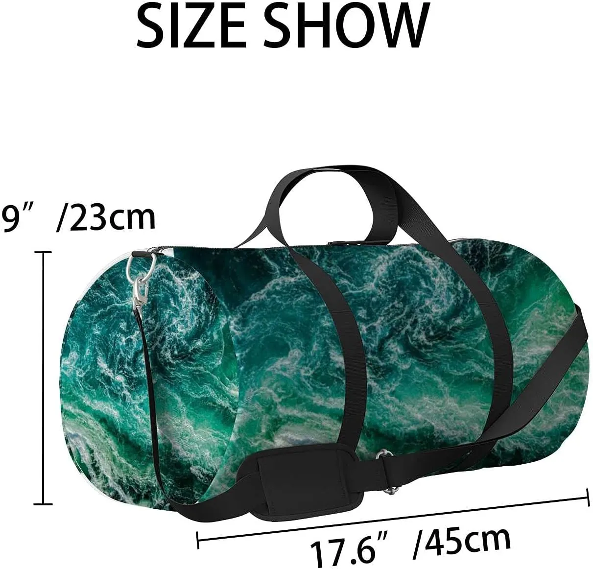 Norway Sea Waves Water Whripools Sports Duffel Bag Travel Gym Tote Bags Lightweight Durable Shoulder Strap Waterproof Polyester Outside Mesh Pocket Overnight Trip Duffel Bag for Women Men
