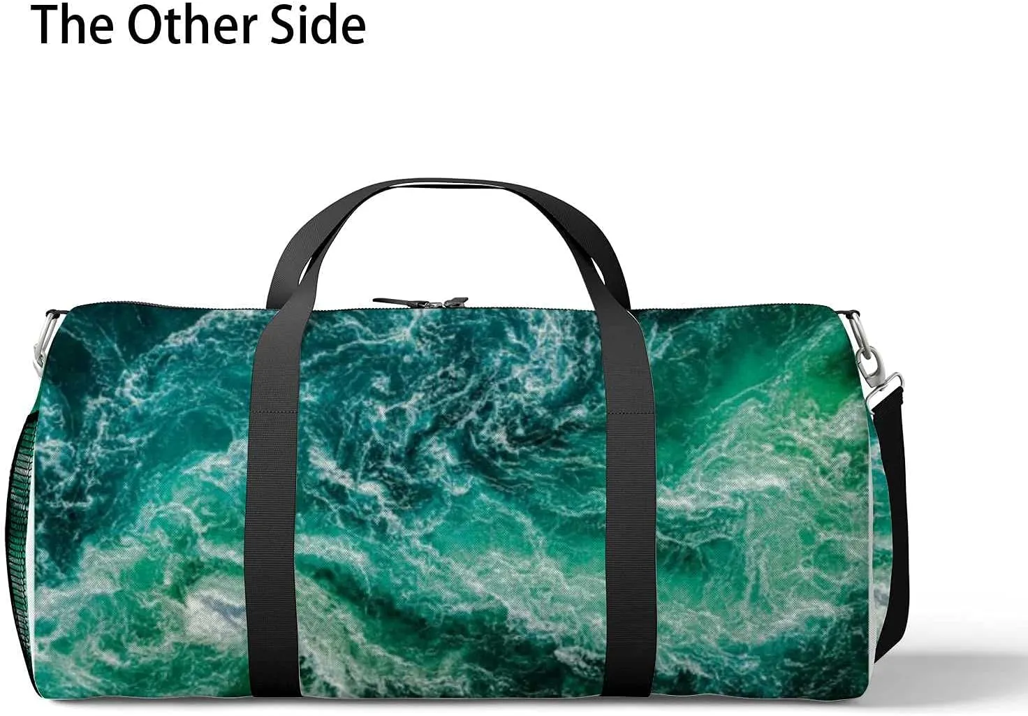 Norway Sea Waves Water Whripools Sports Duffel Bag Travel Gym Tote Bags Lightweight Durable Shoulder Strap Waterproof Polyester Outside Mesh Pocket Overnight Trip Duffel Bag for Women Men