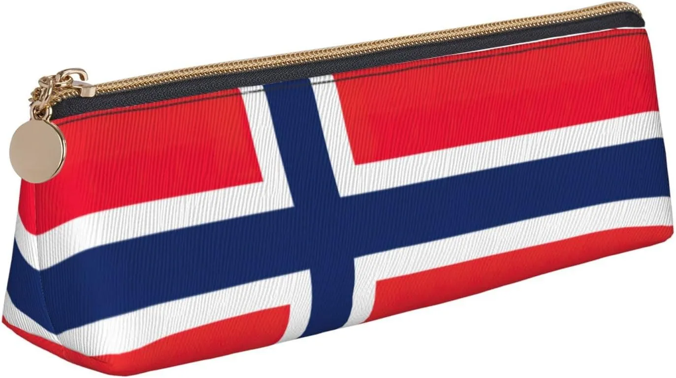 Norwegian flag Print Simple triangular Pen case Storage bag for Office supplies, cosmetics, toiletries