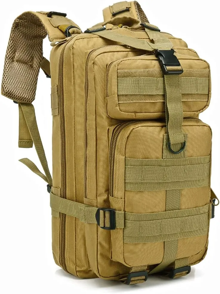 NuCamper Military Tactical Backpack Large army 3 Day Assault Pack Molle Bugout Bag Rucksack for Hiking Treeking Travel (Khaki)