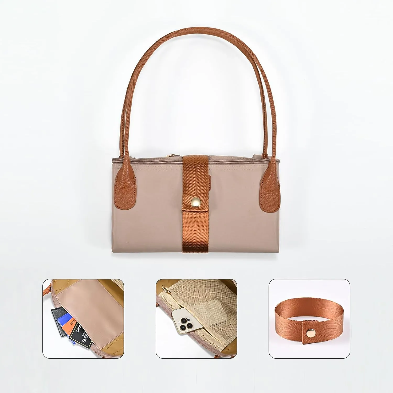 Nylon Tote Bag for Women, Large Foldable Weekend Hobo Purses for Women, Shoulder Tote Handbags with Zipper