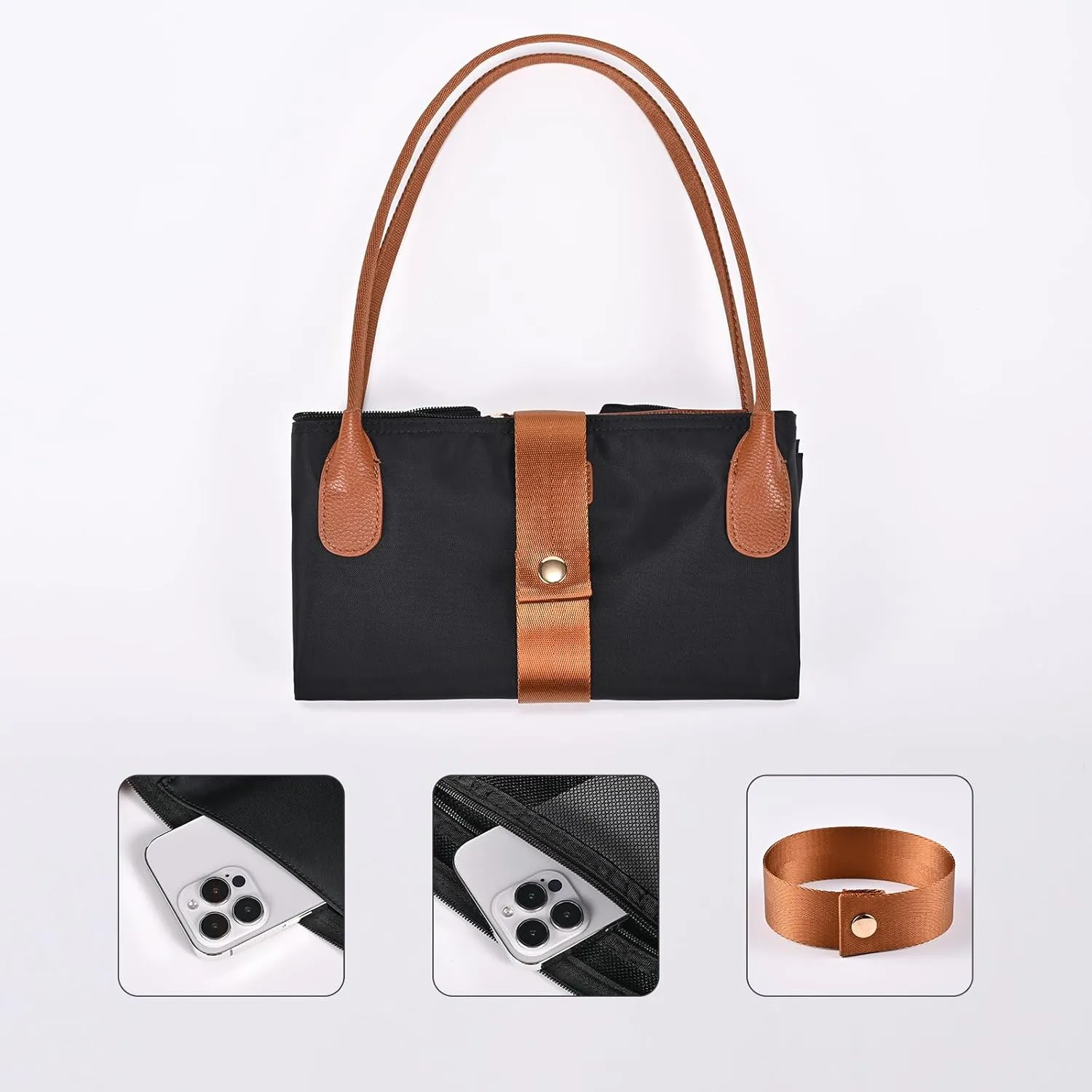Nylon Tote Bag for Women, Large Foldable Weekend Hobo Purses for Women, Shoulder Tote Handbags with Zipper