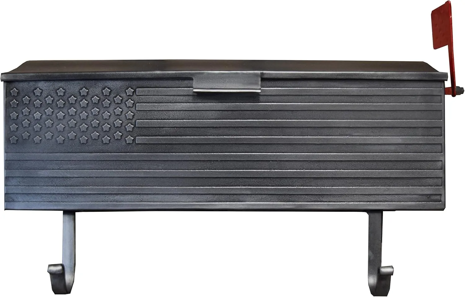 Oakland Living Silver Patriotic Metal Wall Mounted Mailbox with Outgoing Mail Flag and Newspaper Hangers, Medium