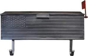 Oakland Living Silver Patriotic Metal Wall Mounted Mailbox with Outgoing Mail Flag and Newspaper Hangers, Medium