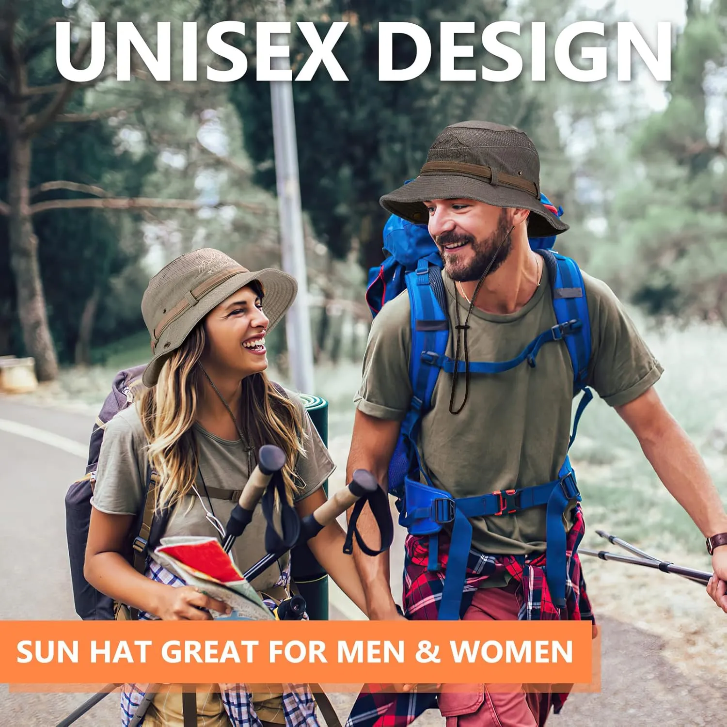 Obling Sun Hat for Men Women, Fishing Hat UPF 50 Wide Brim Bucket Hat Safari Boonie Hat