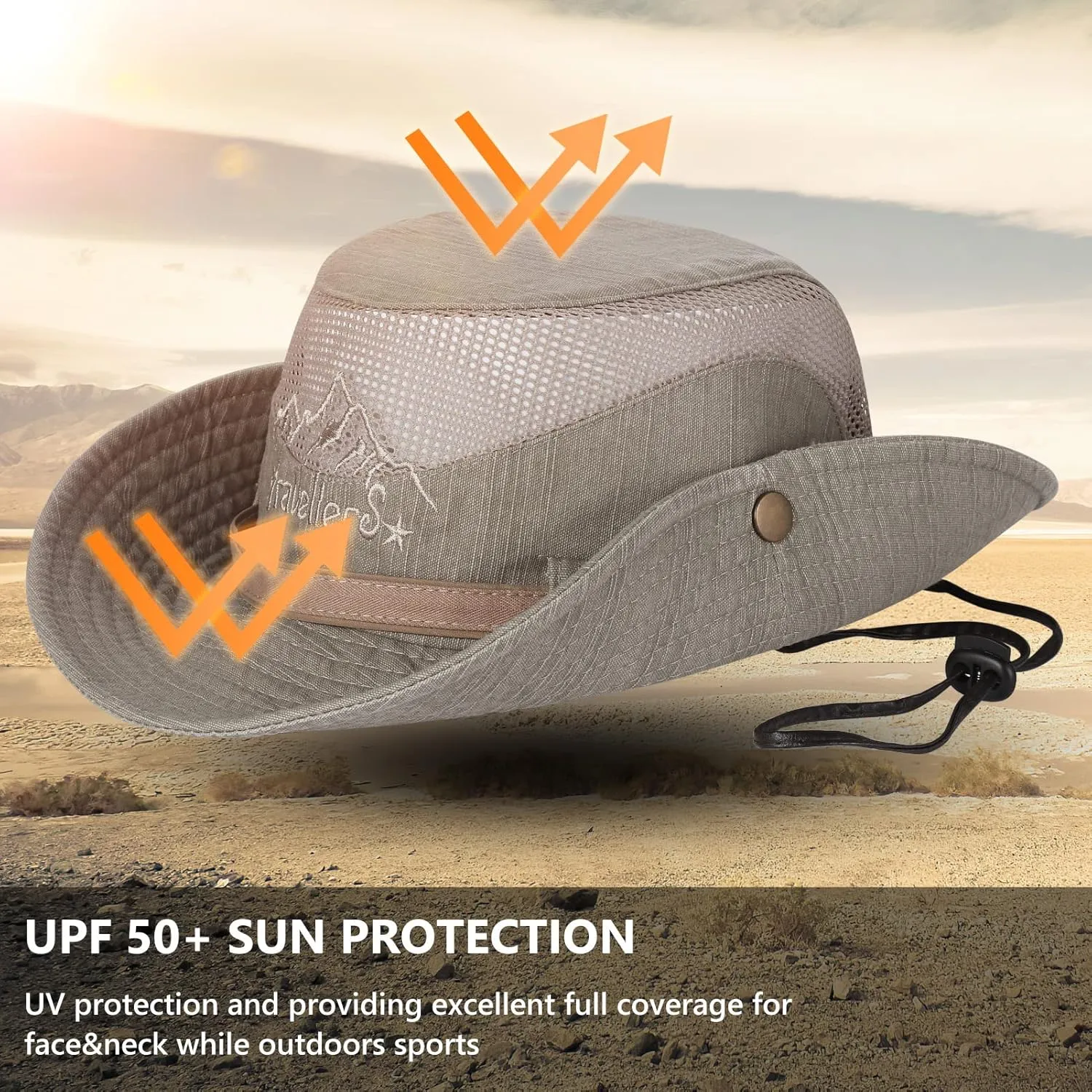 Obling Sun Hat for Men Women, Fishing Hat UPF 50 Wide Brim Bucket Hat Safari Boonie Hat