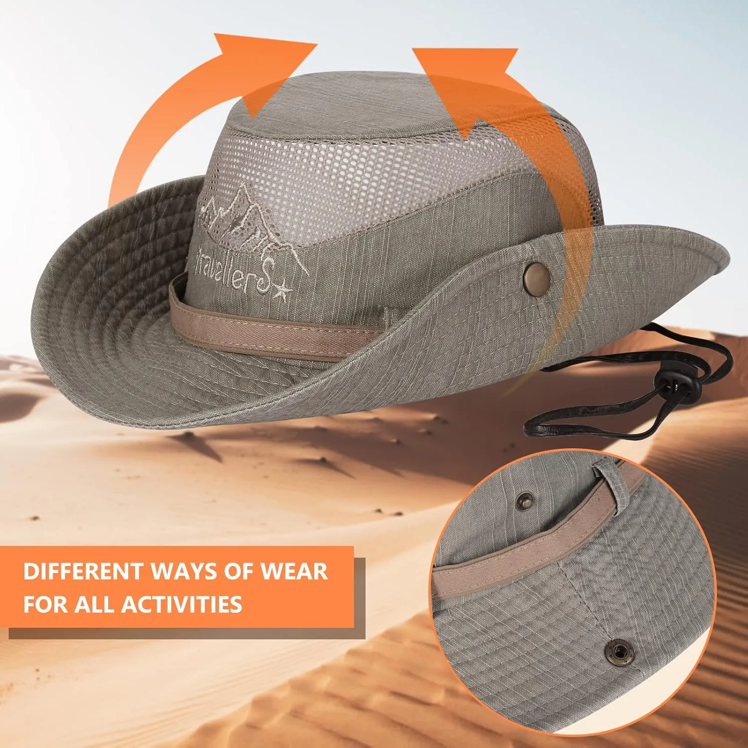 Obling Sun Hat for Men Women, Fishing Hat UPF 50 Wide Brim Bucket Hat Safari Boonie Hat