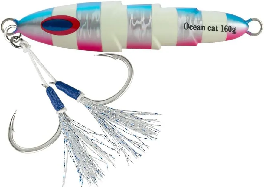 OCEAN CAT 1 PC Slow Pitch Jig Saltwater Fishing Lures Flat Fall Jigs, Jigging Baits with Hook for Saltwater Fishing 5 Colors 80G/120G/160G/200G/250G/300G