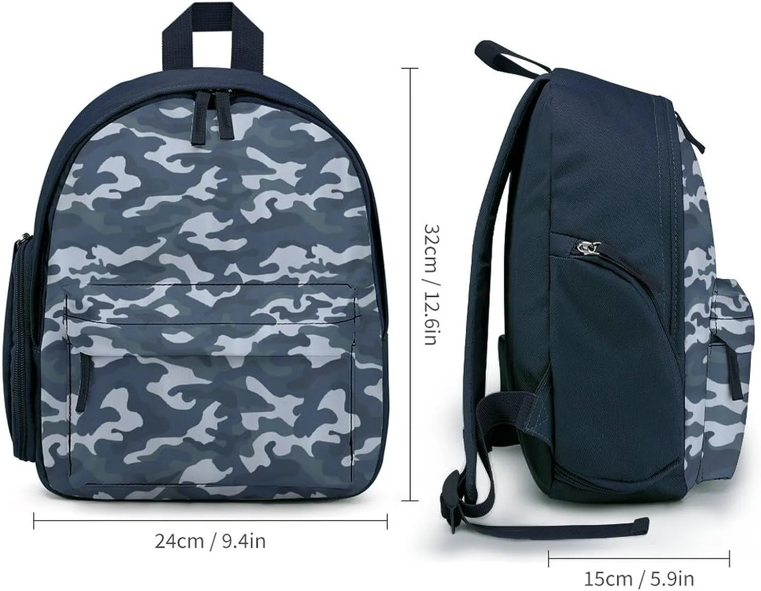 Oceanic Blue Camouflage Simple Backpack Lightweight Cute Printing Shoulder Bag Family Travel Blue-style