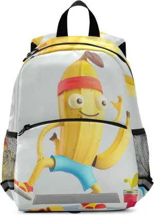 ODAWA Cartoon Banana Doing Yoga Toddler Backpack Leash Kindergarten Preschool Kids Nursery Travel Bag Daycare Bag