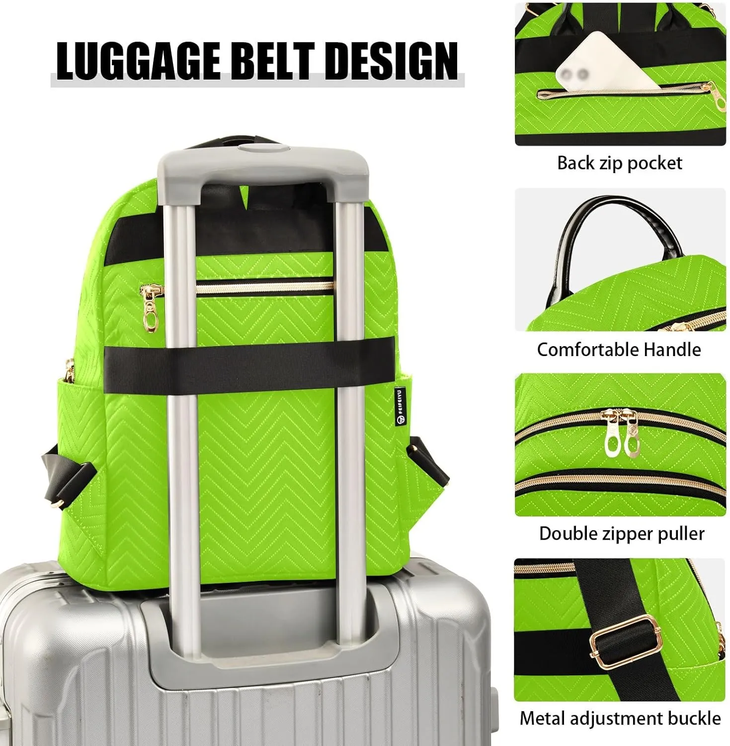 ODAWA Lemon Grass Green Women Backpack Purse Anti-theft Casual Shoulder Bag Small Backpack for Women