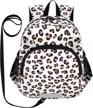 ODAWA Toddler Backpacks with Leash Leopard Print Black Spots Kid Backpack, Travel Backpack for Kids