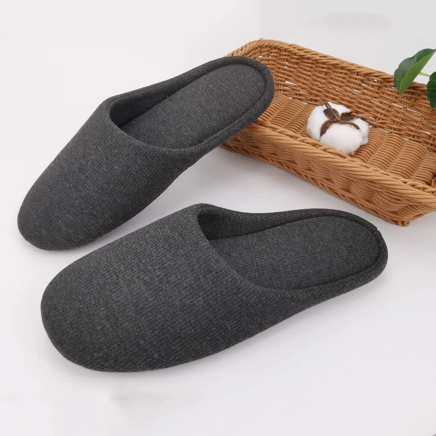 ofoot Women's Non-Slip House Slippers - Lightweight Cotton Memory Foam Indoor Slip-On, Machine Washable & Foldable Travel Design for Home, Yoga, Narrow/Wide Fit Options