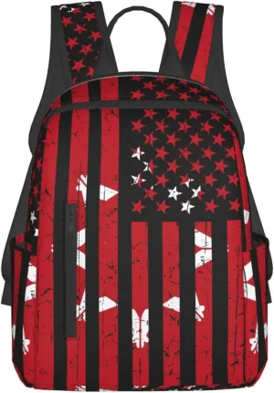 Oglala Lakota American Flag Casual Backpacks Laptop Backpack Outdoor Travel Rucksack Sport Carry-On Daypack Lightweight Bag with Multi-Pockets