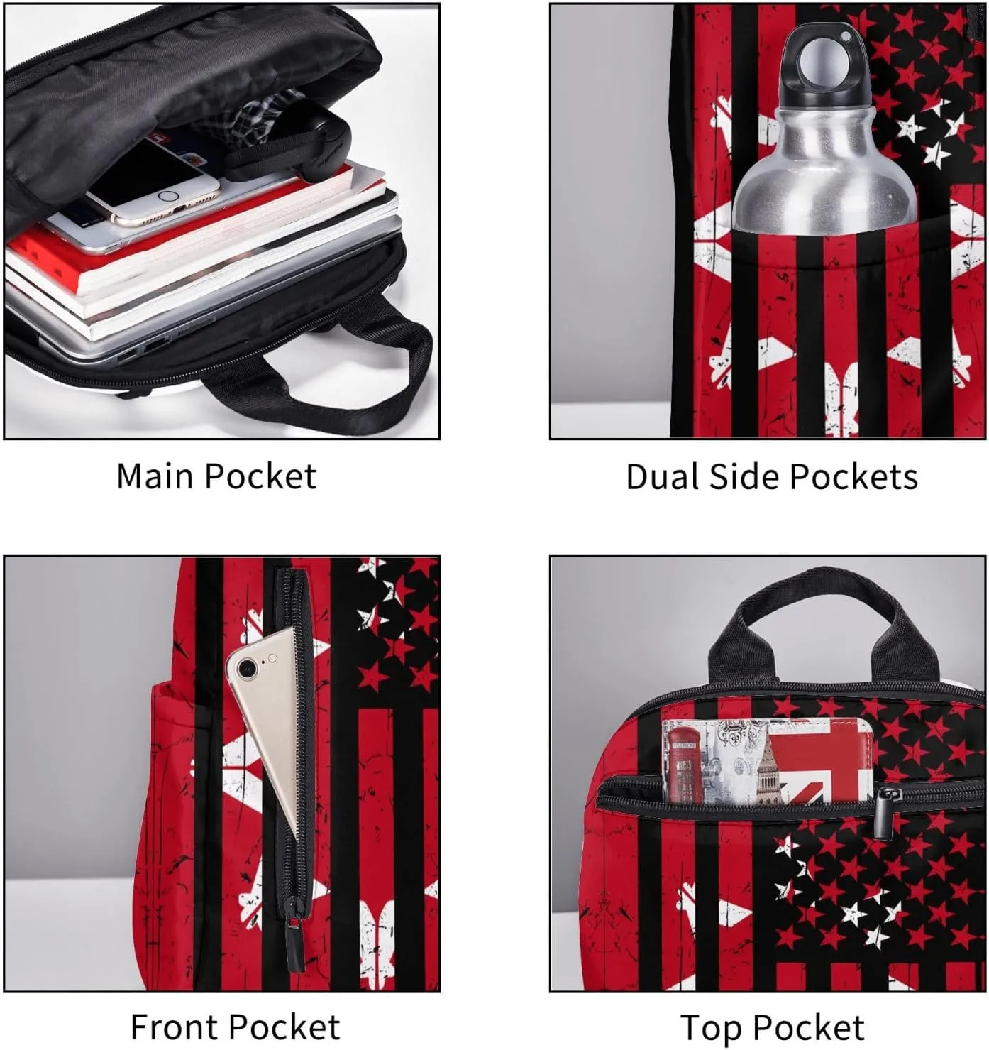 Oglala Lakota American Flag Casual Backpacks Laptop Backpack Outdoor Travel Rucksack Sport Carry-On Daypack Lightweight Bag with Multi-Pockets