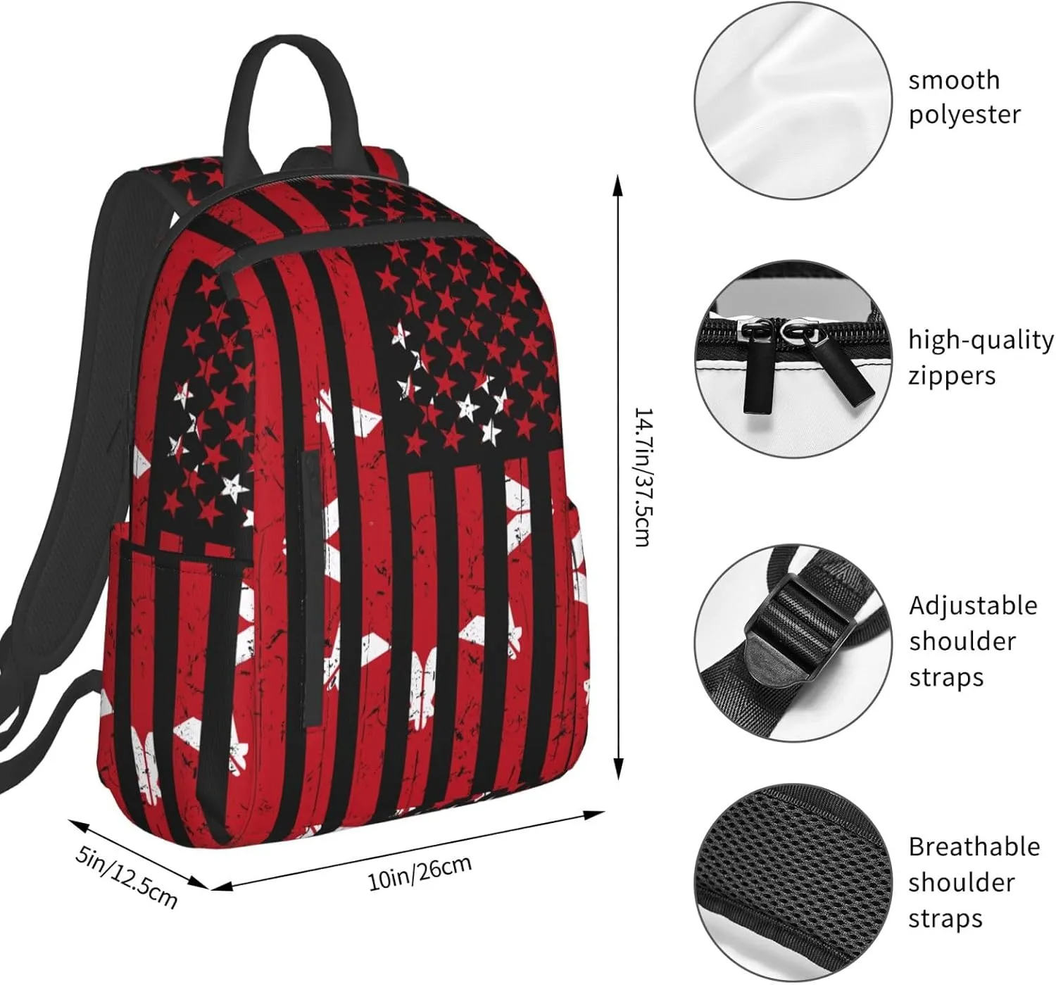 Oglala Lakota American Flag Casual Backpacks Laptop Backpack Outdoor Travel Rucksack Sport Carry-On Daypack Lightweight Bag with Multi-Pockets
