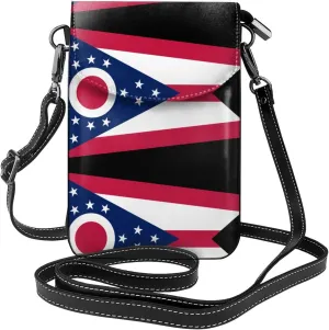 Ohio State Flag Small Phone Wallet - Versatile everyday shoulder and crossbody bag with adjustable strap and card slots