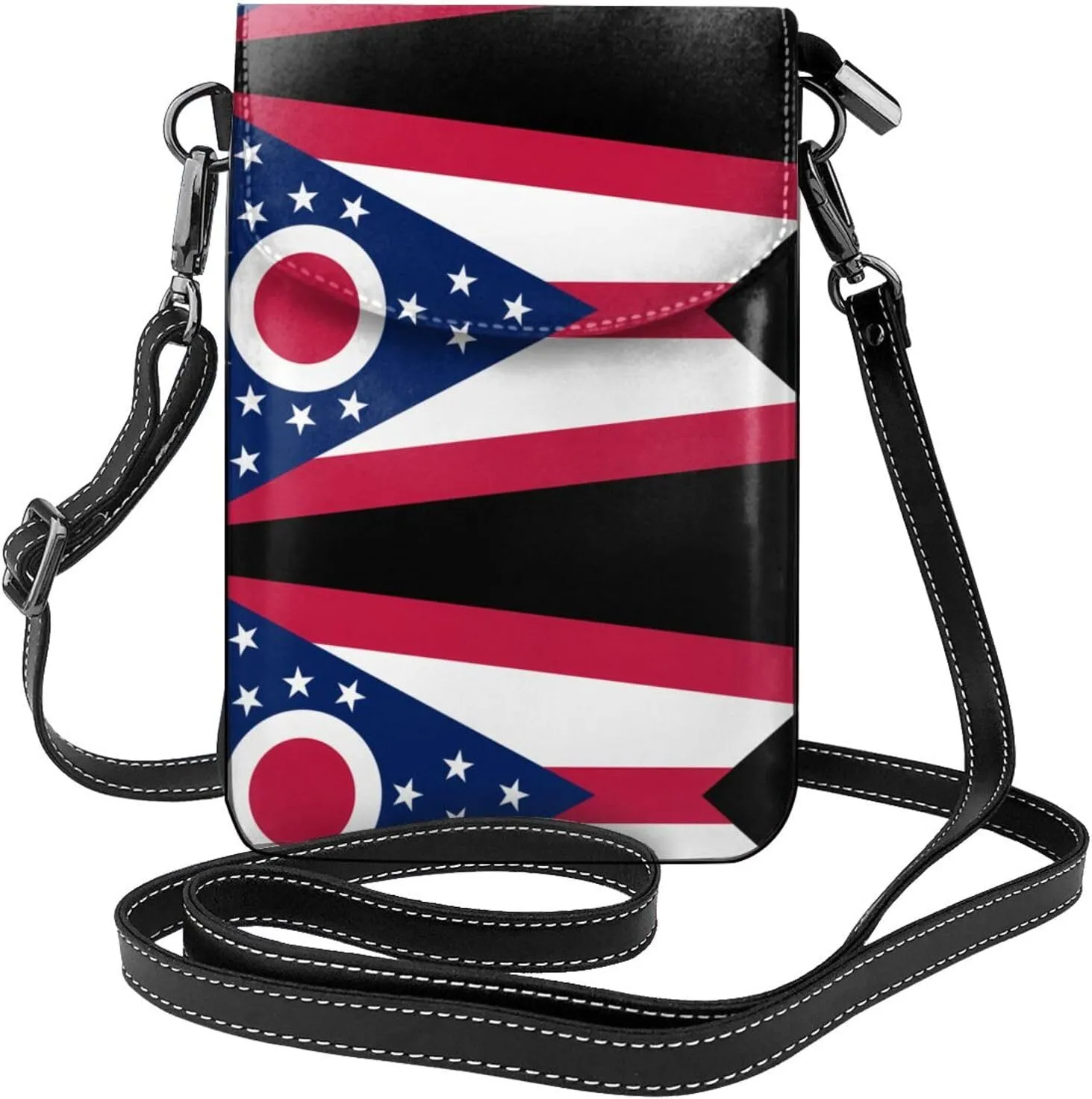 Ohio State Flag Small Phone Wallet - Versatile everyday shoulder and crossbody bag with adjustable strap and card slots