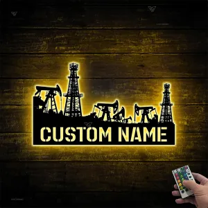 Oil Filed Custom Metal Sign | Oil Rig Metal Signs Customized | Oilfield Derrick Hand Custom Signs Outdoor Metal | Personalized Home Decor | Custom Wall Art Personalized Metal Sign Rooms Decor