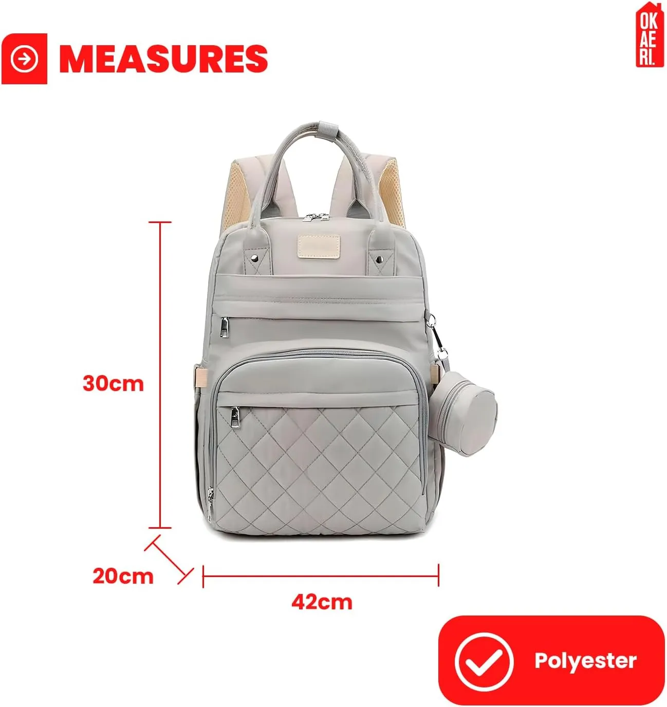 OKAERI. Maternal Diaper Backpack Maternity Multipurpose Baby Bag portable crib Waterproof Weight Resistant Convertible Safe Changing Pad Unisex travel essentials tote walks shopping USB Pacifier Case
