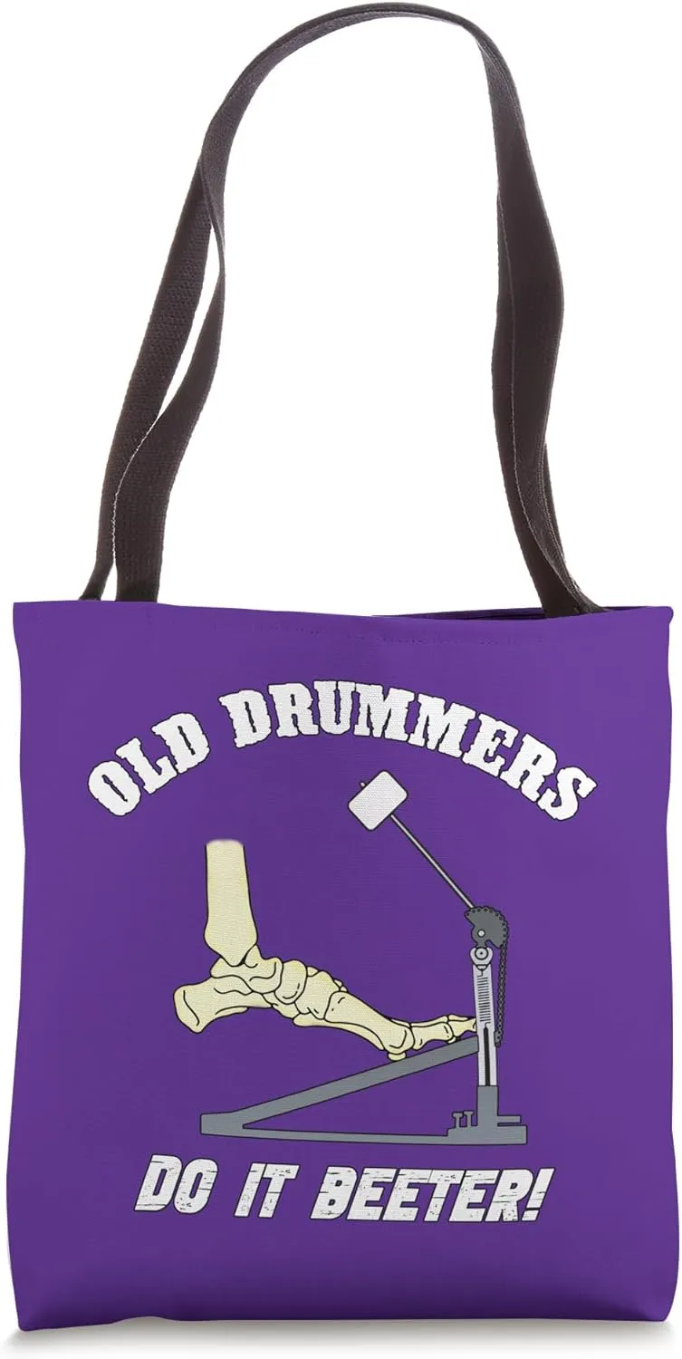 Old Drummer Bass Drum Kick Speed Mallet Head Single Pedal Tote Bag