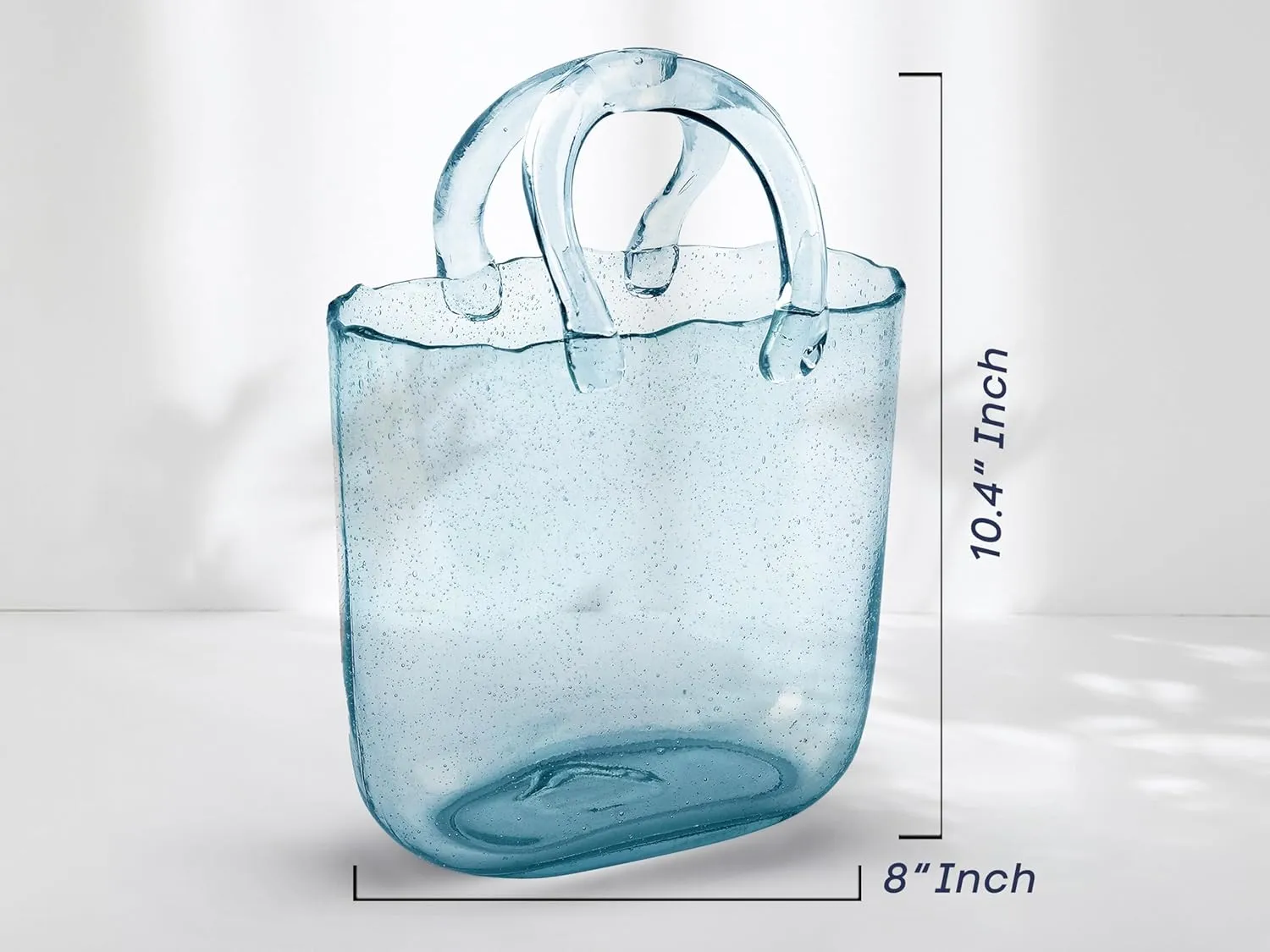 OLEEK Purse vases for Flowers (Handmade) Glass Bag vase -10 Inches- Blue vase for centerpieces & Fish Bowl - Handbag Unique Flower vase Decorative - Glass Handbag vase for Cute Room Decor