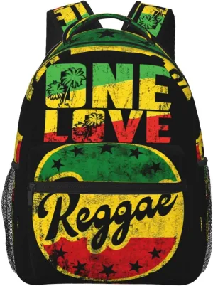 One Loves Jamaican Rasta Reggae Casual Backpacks Sport Backpack Travel Rucksack Canvas Daypack Workout Bags with Pockets for Gym Working Hiking