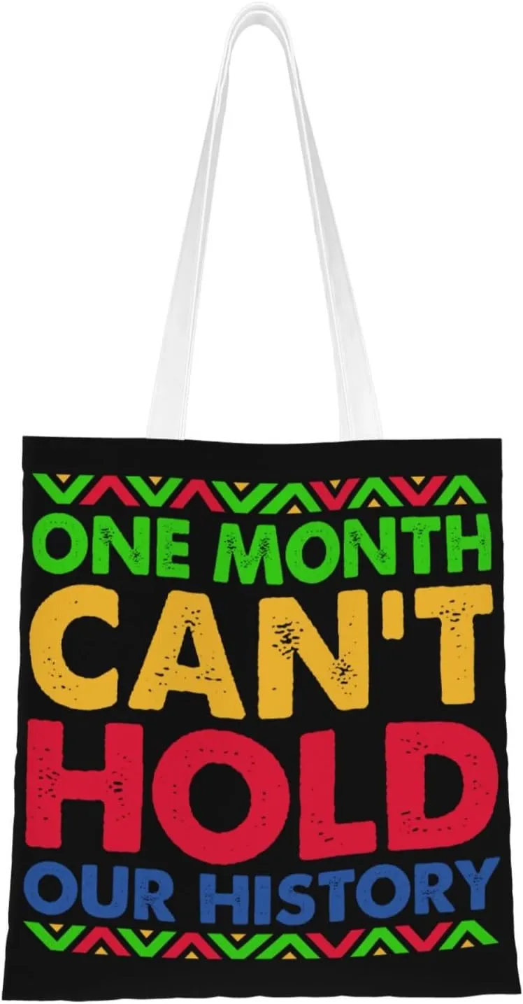 One Month Can t Hold Our History Tote Bag for Women Canvas Shopping Bags Reusable Large Capacity Casual Shoulder Handbags Grocery Bags DIY Gift Bags