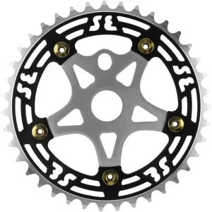 One Piece Alloy Chainring & Spider - 39T 1/8 - Black/Silver - P107-39T   AP13