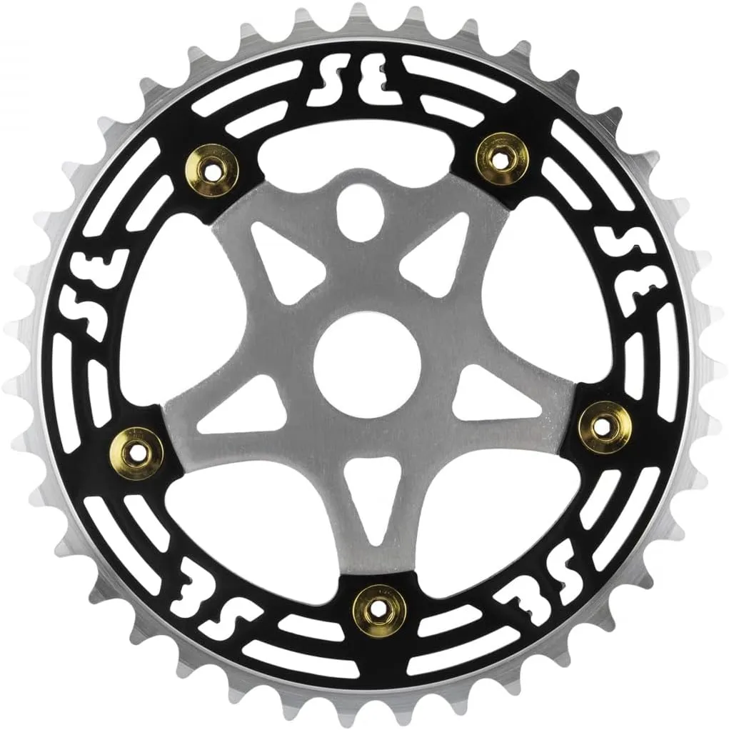One Piece Alloy Chainring & Spider - 39T 1/8 - Black/Silver - P107-39T   AP13