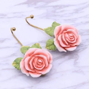 OPENDGO Rose Resin Wall Hooks Wall Mounted Creative Flower Iron Hook for Hanging Coat/Hat/Key/Towel/Handbag Hooks/Hangers Home Decoration (Rose- 2 PCS)