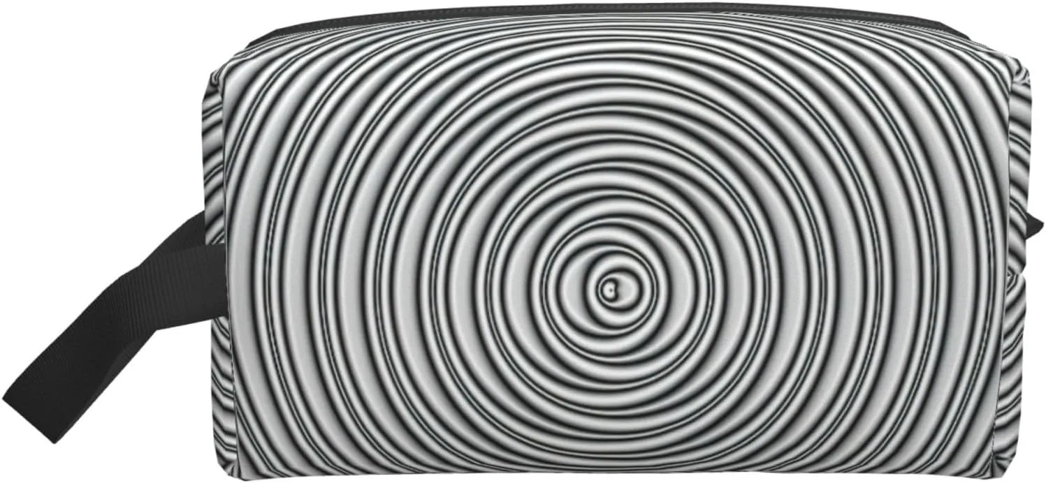 Optical Spin Illusion Print Travel Essentials Storage Bag Cosmetic Organizer Pouch Large Capacity Zippered