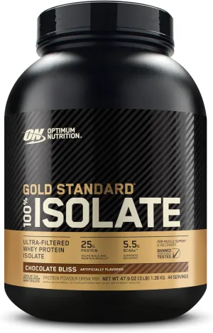 Optimum Nutrition Gold Standard 100% Isolate, Chocolate Bliss, 3 Pounds, 44 Servings (Packaging May Vary)