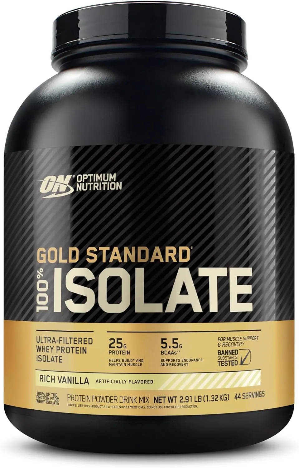 Optimum Nutrition Gold Standard 100% Isolate, Rich Vanilla, 2.91 Pounds, 44 Servings (Packaging May Vary)