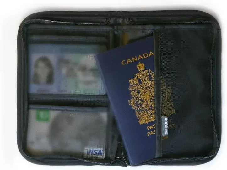 ORB Travel RFID Blocking Zippered Passport Travel Document Wallet Case Cover