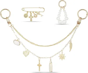 Original 4 in 1 Bag Charms Gold, Purse Charms, Pearl Bag Charms for Handbags, Purse Keychain, Purse Chain Charm, Bag Charm Chain, Bag Charms for Women