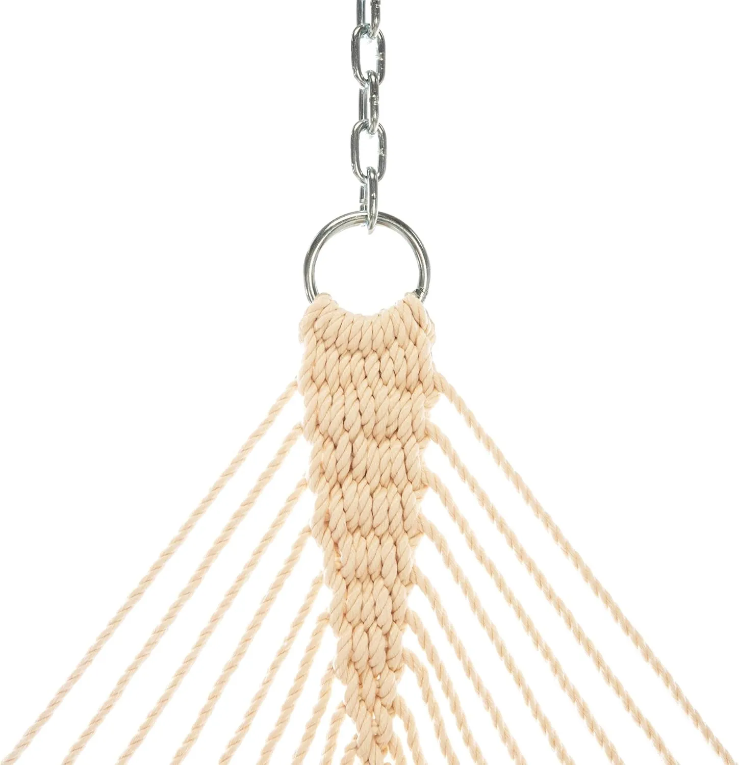 Original Pawleys Island 14DCOT Deluxe Oatmeal DURACORD Rope Hammock with Free Extension Chains & Tree Hooks, Handcrafted in The USA, Accommodates 2 People, 450 LB Weight Capacity, 13 ft. x 60 in.