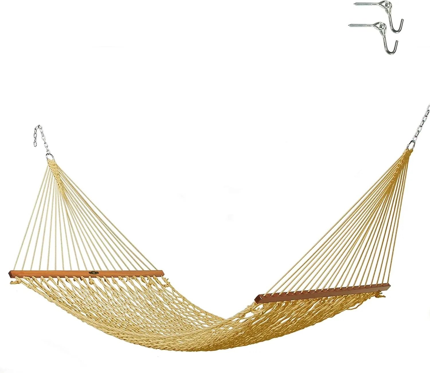 Original Pawleys Island Single Tan DURACORD Rope Hammock with Free Extension Chains & Tree Hooks, Handcrafted in The USA, Accommodates 1 Person, 450 LB Weight Capacity, 12 ft. x 50 in.