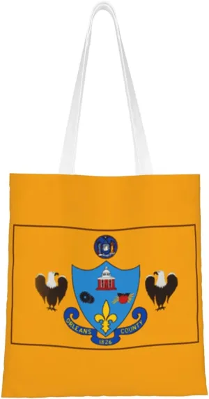 Orleans County Flag Tote Bag for Women Canvas Shopping Bags Reusable Beach Bag Grocery Bags Tote Shoulder Bag Gift Bags