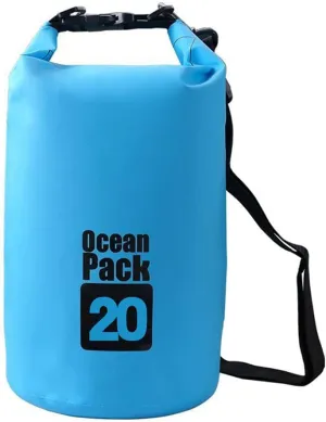 Outdoor Dry Sack/Floating Waterproof Bag 2L/3L/5L/10L/15L/20L/30L for Boating, Kayaking, Hiking, Snowboarding, Camping, Rafting, Fishing and Backpacking (Blue, 20L)
